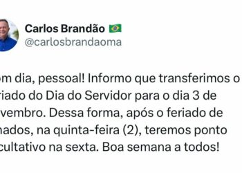Brandão transfere feriado do dia do servidor e anuncia ponto facultativo