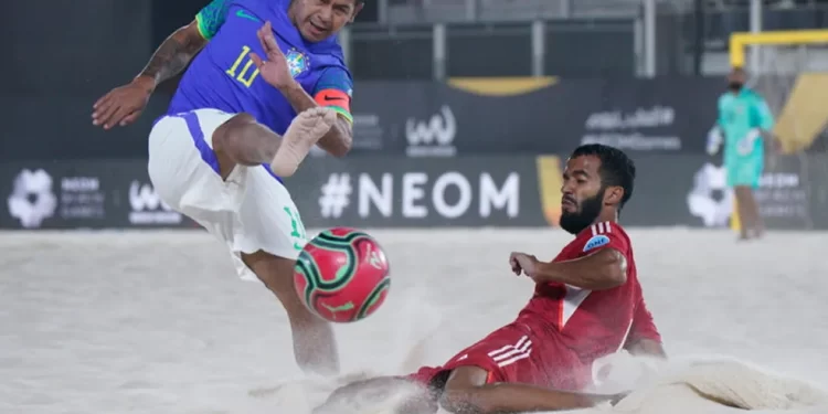 Brasil vence os Emirados Árabes e segue 100% no Neom Beach Games