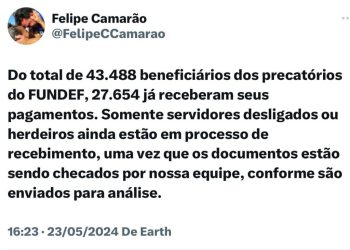 Camarão faz revelação impressionante sobre pagamento de precatórios do Fundef