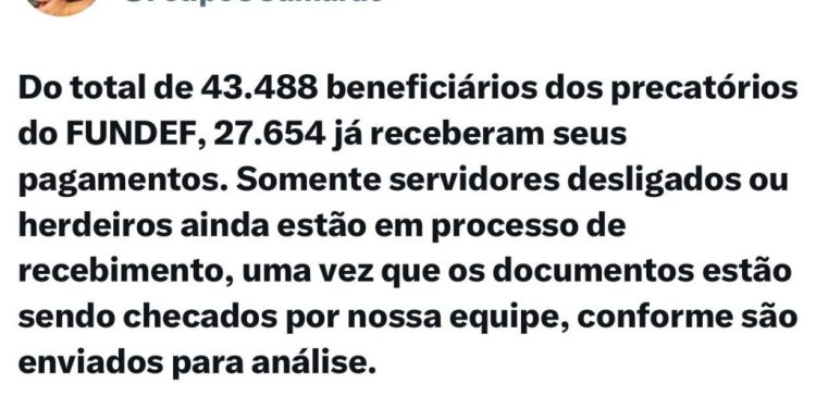 Camarão faz revelação impressionante sobre pagamento de precatórios do Fundef