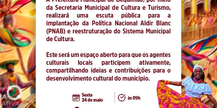 Bequimão: Vai realizar escuta pública nesta sexta-feira (24) para implantar Política Nacional Aldir Blanc