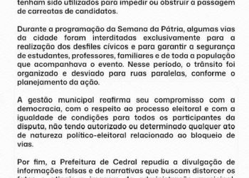 Prefeitura de Cedral nega que tenha atrapalhado carreata de Braide