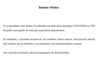 Ex-presidente José Sarney é internado para tratar pneumonia