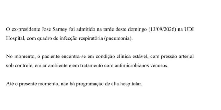 Ex-presidente José Sarney é internado para tratar pneumonia