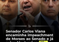 Senador protocola mais um pedido de impeachment contra de Moraes após novas mensagens de Vorcaro